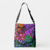Butterfly Insect Abstracte Paarse Groen Roze Sinaa Crossbody Tas (Achterkant)