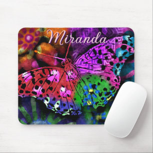 Butterfly Insect Abstracte Paarse Groen Roze Sinaa Muismat