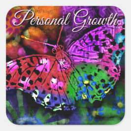 Butterfly Insect Abstracte Paarse Groen Roze Sinaa Vierkante Sticker