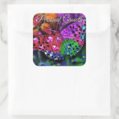 Butterfly Insect Abstracte Paarse Groen Roze Sinaa Vierkante Sticker (Tas)