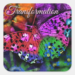 Butterfly Insect Abstracte Paarse Groen Roze Sinaa Vierkante Sticker