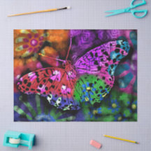 Butterfly Insect Abstracte Paarse Groene Decoupage
