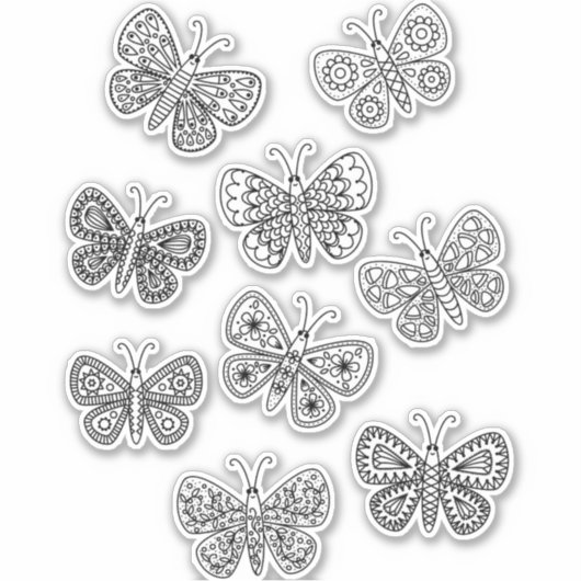Butterfly Insect Black and White Sticker (Voorkant)
