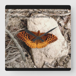 Butterfly inspiration clock vierkante klok