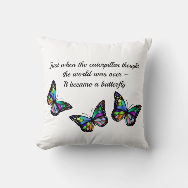 Butterfly Inspirerend Aanmoediging Citaat Kussen (Voorkant)