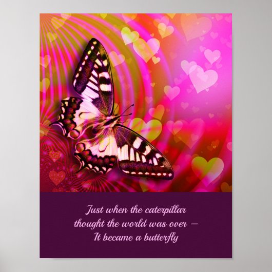 Butterfly Inspirerend Aanmoediging Citaat Poster (Voorkant)