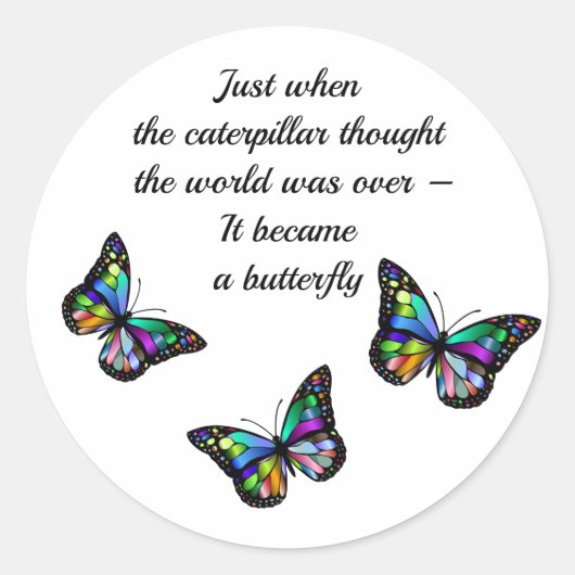 Butterfly Inspirerend Aanmoediging Citaat Ronde Sticker (Voorkant)