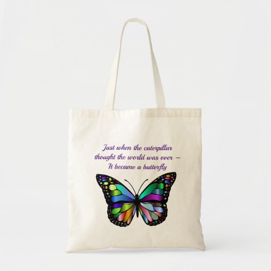 Butterfly Inspirerend Aanmoediging Citaat Tote Bag (Voorkant)