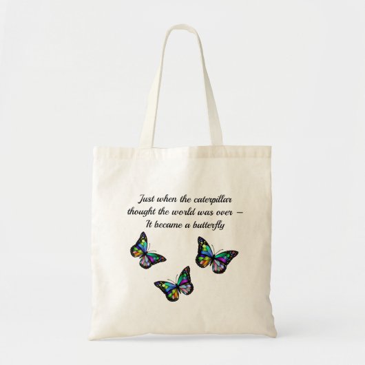 Butterfly Inspirerend Aanmoediging Citaat Tote Bag (Voorkant)