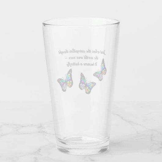 Butterfly Inspirerend Quote Glas (Achterkant)