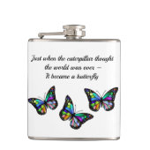 Butterfly Inspirerend Quote Heupfles (Voorkant)