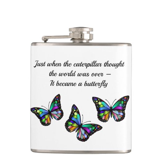 Butterfly Inspirerend Quote Heupfles (Voorkant)