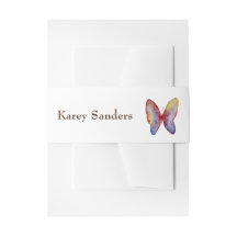 Butterfly Invitation Belly Bands, Waterverf Art