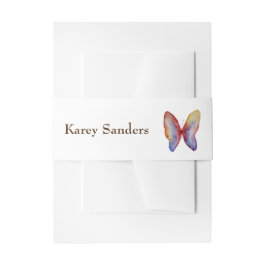 Butterfly Invitation Belly Bands, Waterverf Art Uitnodigingen Wikkel