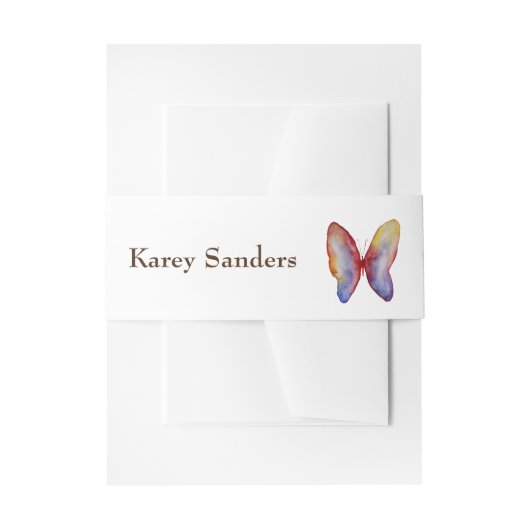 Butterfly Invitation Belly Bands, Waterverf Art Uitnodigingen Wikkel (Voorkant Voorbeeld)