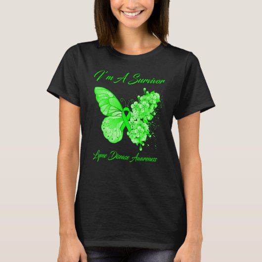 Butterfly Iu2019m A Survivor Lyme Disease Awarenes T-shirt (Voorkant)