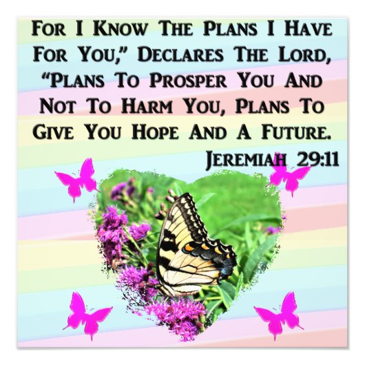  BUTTERFLY JEREMIAH 29:11 FOTO AFDRUK (Voorkant)