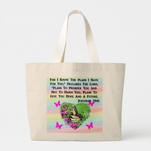  BUTTERFLY JEREMIAH 29:11 GROTE TOTE BAG (Achterkant)