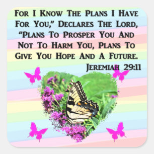BUTTERFLY JEREMIAH 29:11 VIERKANTE STICKER