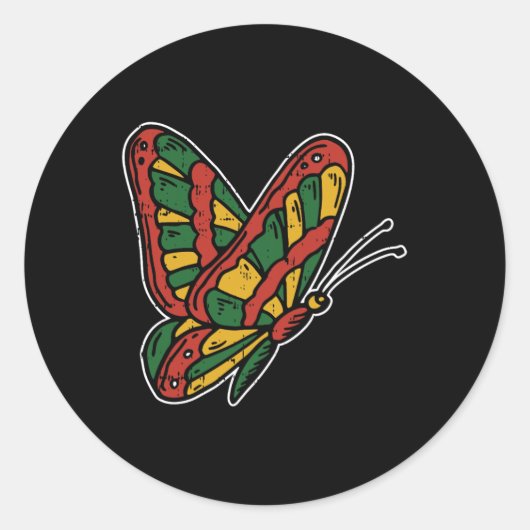 Butterfly Juneteenth Blm Black Geschiedenis Afrika Ronde Sticker (Voorkant)