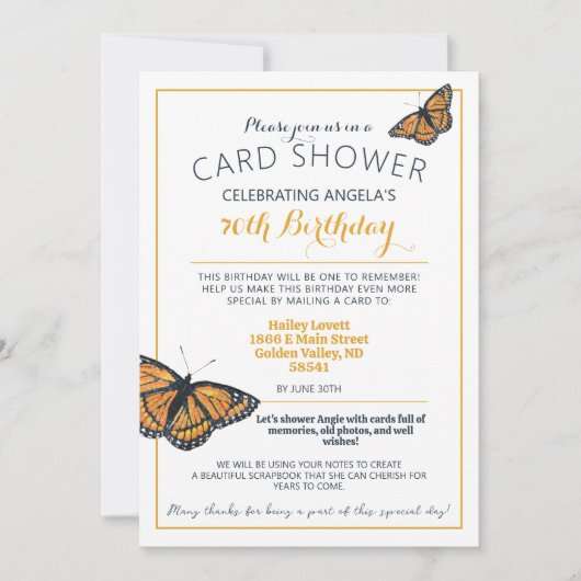 Butterfly Kaart Shower Birthday Fotouitnodiging (Voorkant)