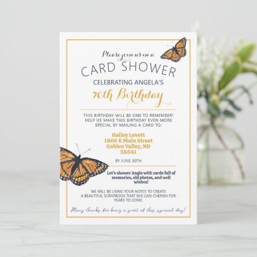 Butterfly Kaart Shower Birthday Fotouitnodiging (Staand voorkant)