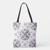 Butterfly Kaleid Print Canvas tas, Paars en grijs Tote Bag (Achterkant)