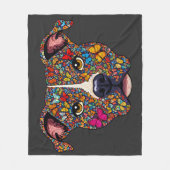 Butterfly Kaleidoscope Pitbull Portrait -Bully Mom Fleece Deken (Voorkant)