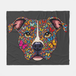 Butterfly Kaleidoscope Pitbull Portrait -Bully Mom Fleece Deken