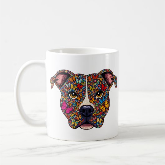 Butterfly Kaleidoscope Pitbull Portrait -Bully Mom Koffiemok (Links)