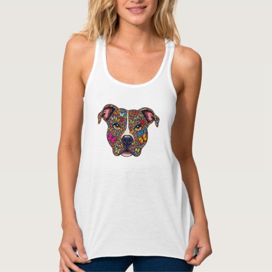 Butterfly Kaleidoscope Pitbull Portrait -Bully Mom Tanktop (Voorkant)
