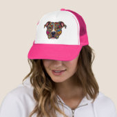 Butterfly Kaleidoscope Pitbull Portrait -Bully Mom Trucker Pet (In situ)