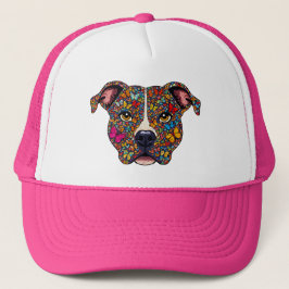 Butterfly Kaleidoscope Pitbull Portrait -Bully Mom Trucker Pet