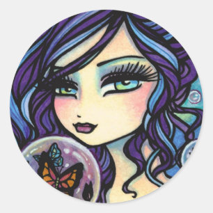 Butterfly Keeper Mermaid van Hannah Lynn Ronde Sticker
