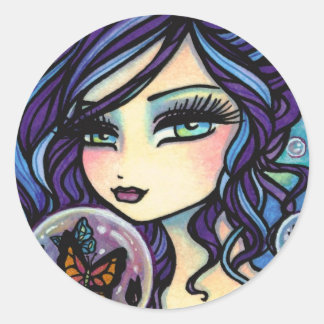 Butterfly Keeper Zeemeermin door Hannah Lynn Ronde Sticker