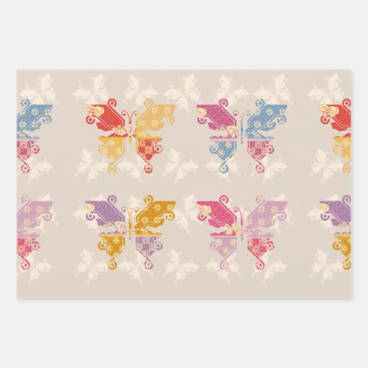Butterfly Kimono Mix Pattern Inpakpapier Vel (Voorkant)