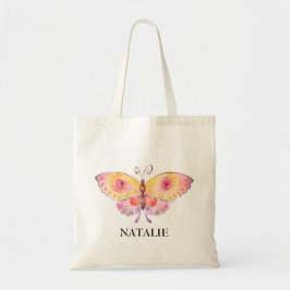 Butterfly Kinder Girls roze, gepersonaliseerd Tote Bag