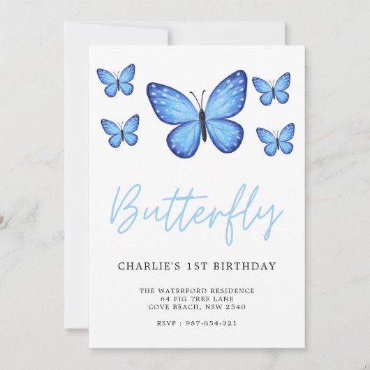 Butterfly Kinder Tweeling 1e Verjaardag Kaart (Voorkant)