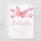 Butterfly Kinder Tweeling 1e Verjaardag Kaart (Voorkant)