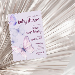 Butterfly Kiss & Baby wensen Baby shower Paarse Kaart