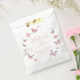 Butterfly Kisses and Baby Wishes Pink Baby shower Bedankzakje