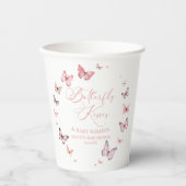 Butterfly Kisses and Baby Wishes Pink Baby shower Papieren Bekers (Voorkant)