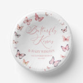 Butterfly Kisses and Baby Wishes Pink Baby shower Papieren Kommen (Voorkant)