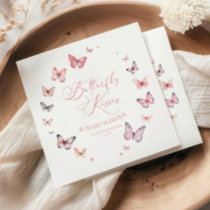 Butterfly Kisses and Baby Wishes Pink Baby shower Servet
