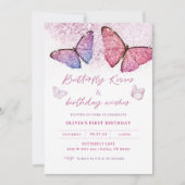 Butterfly Kisses and Birthday Wishes Party Kaart (Voorkant)