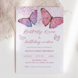 Butterfly Kisses and Birthday Wishes Party Kaart