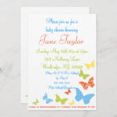 Butterfly Kisses Baby Douche Uitnodigingen (Voorkant / Achterkant)