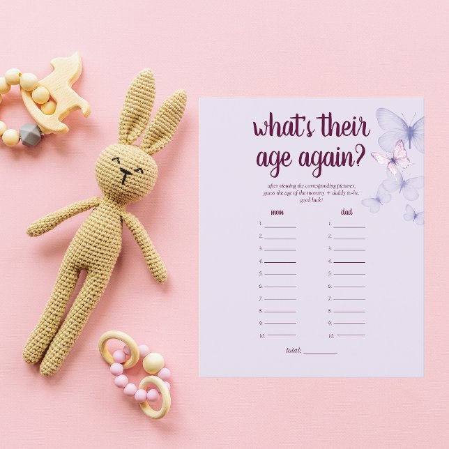 Butterfly Kisses Baby shower Age Game | Paars (Creator heeft geüpload)