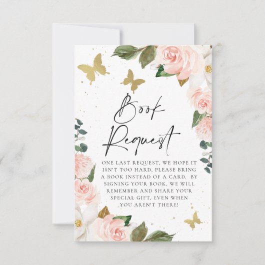 Butterfly Kisses Baby shower Book Request Insert Kaart (Voorkant)
