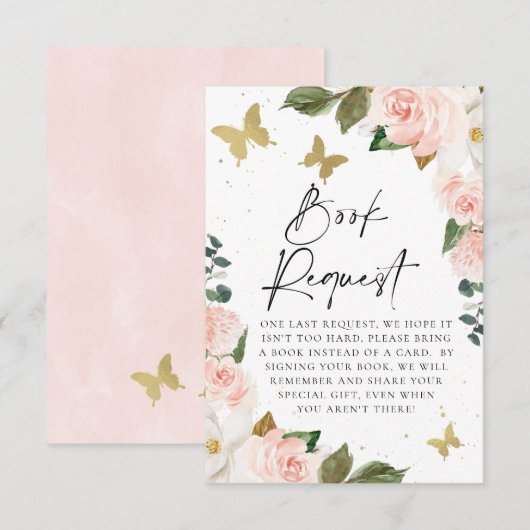Butterfly Kisses Baby shower Book Request Insert Kaart (Voorkant / Achterkant)